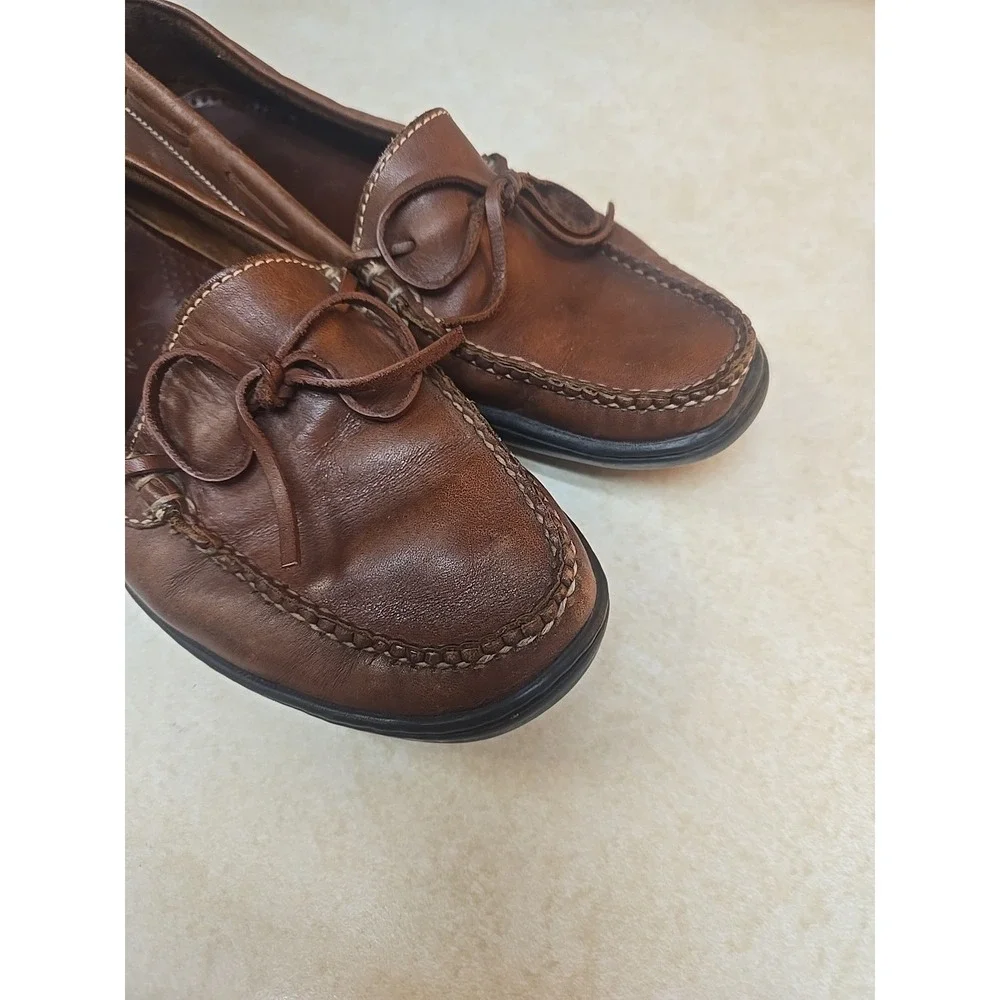 Cole Haan Women's 8.5 B Brown Leather Driving Loafers Bow Accent Slip On‎ Shoes